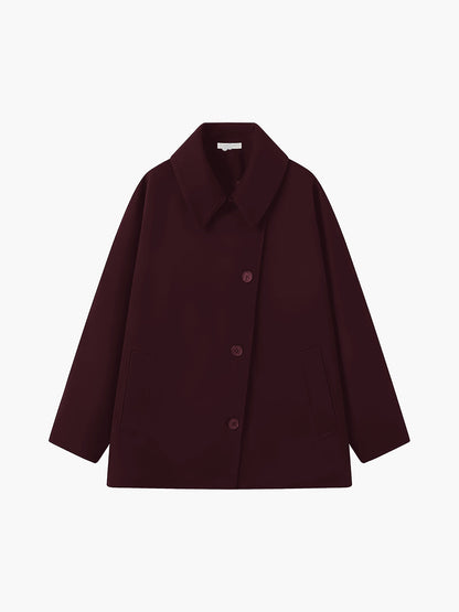 Oversized Damenmantel aus Wollmischgewebe mit Knopfverschluss-Coats for women-Alpenkind