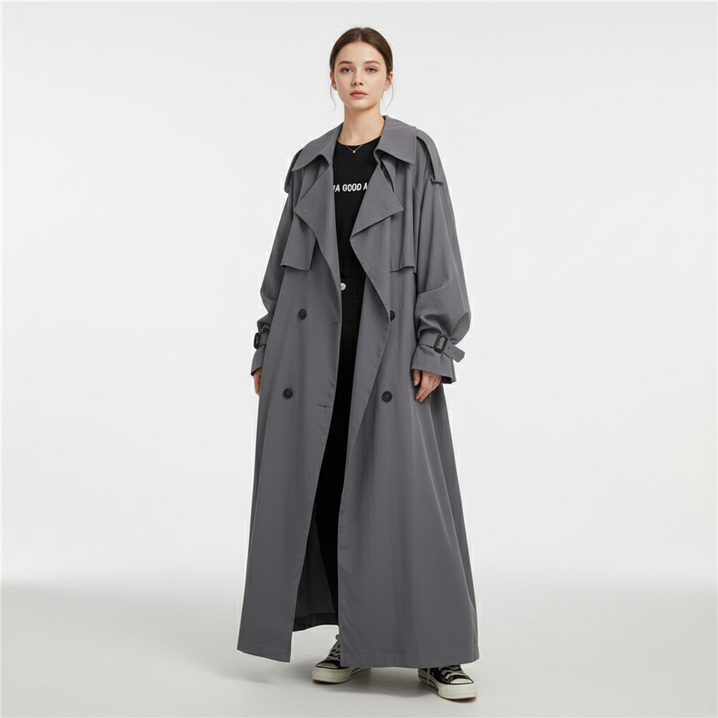 Oversized langer Trenchcoat für Damen-coats for women-Alpenkind