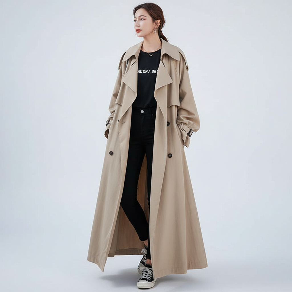 Oversized langer Trenchcoat für Damen-coats for women-Alpenkind