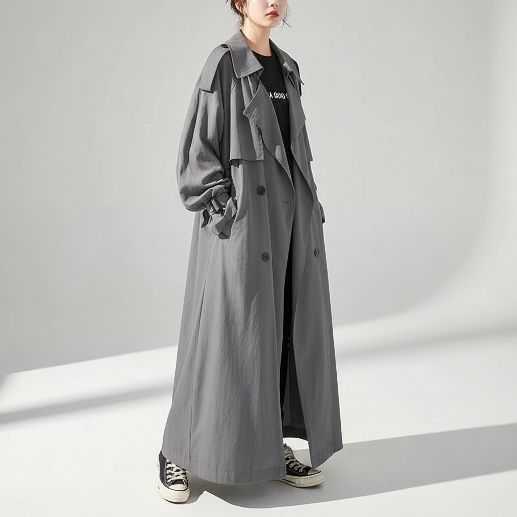 Oversized langer Trenchcoat für Damen-coats for women-Alpenkind