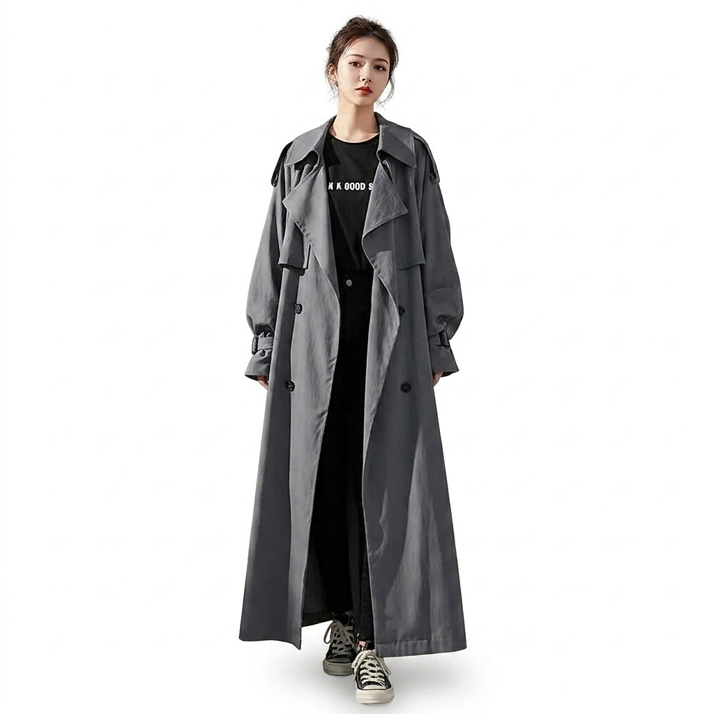 Oversized langer Trenchcoat für Damen-coats for women-Alpenkind