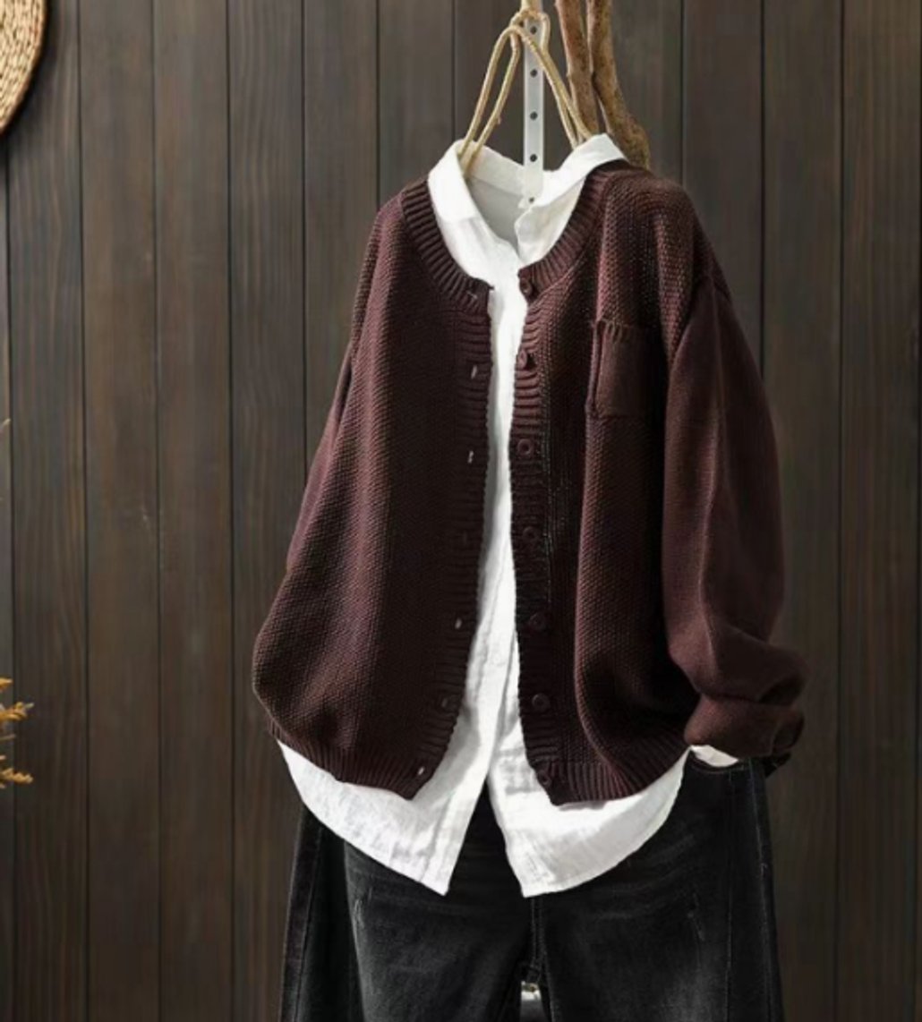 Oversized Strickjacke für Damen mit Knopfleiste-Cardigan for women-Alpenkind
