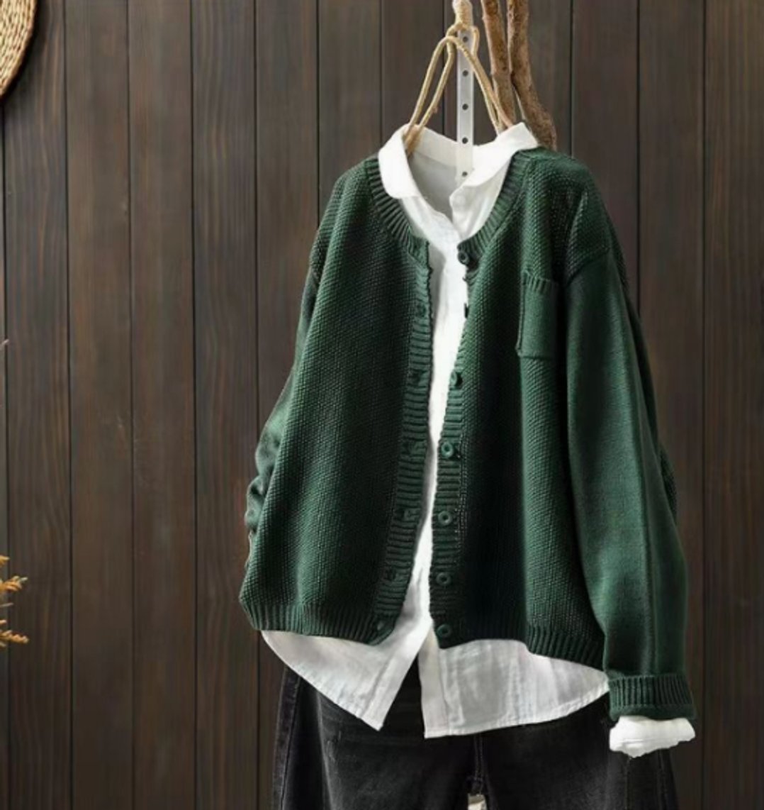 Oversized Strickjacke für Damen mit Knopfleiste-Cardigan for women-Alpenkind