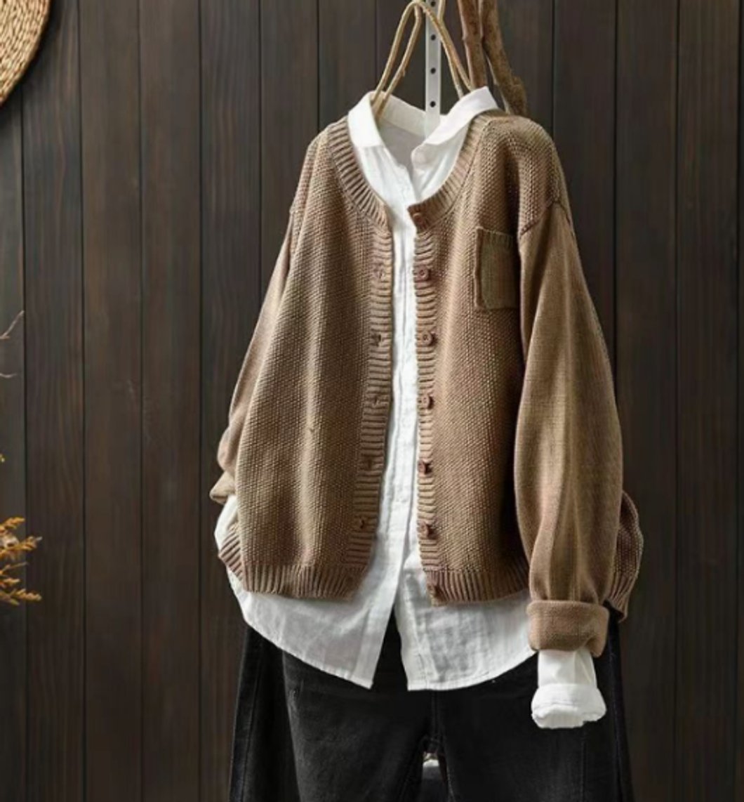 Oversized Strickjacke für Damen mit Knopfleiste-Cardigan for women-Alpenkind