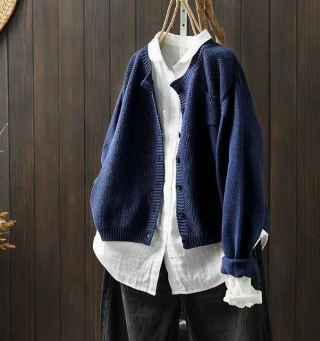 Oversized Strickjacke für Damen mit Knopfleiste-Cardigan for women-Alpenkind