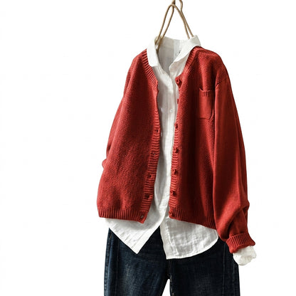 Oversized Strickjacke für Damen mit Knopfleiste-Cardigan for women-Alpenkind