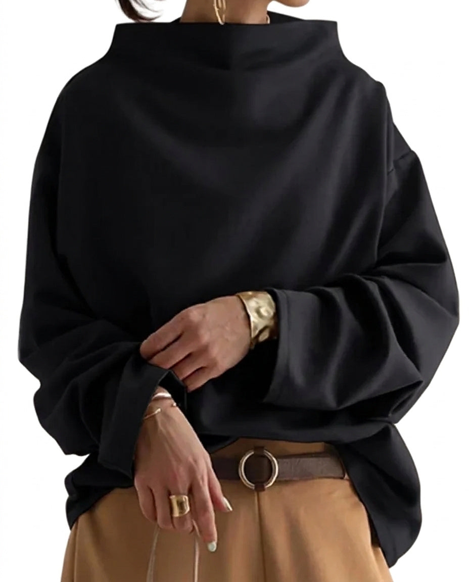 Oversized-Sweatshirt für Damen mit Stehkragen-sweater for Women-Alpenkind