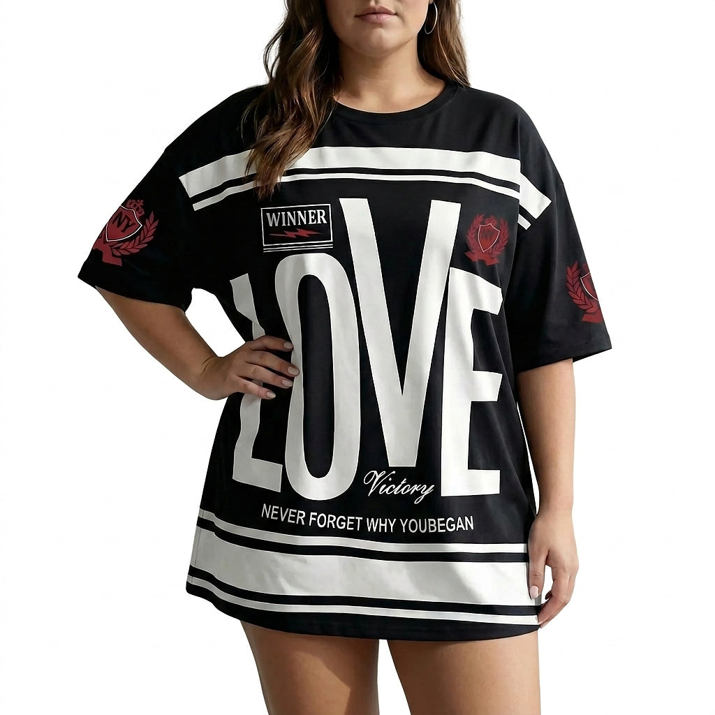 Oversized T-Shirt mit Grafik-Print für Damen-Tops for women-Alpenkind