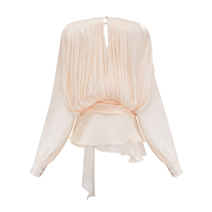 Plissee-Minikleid mit Rüschen und Schärpe für Damen-Mini Dress-Alpenkind
