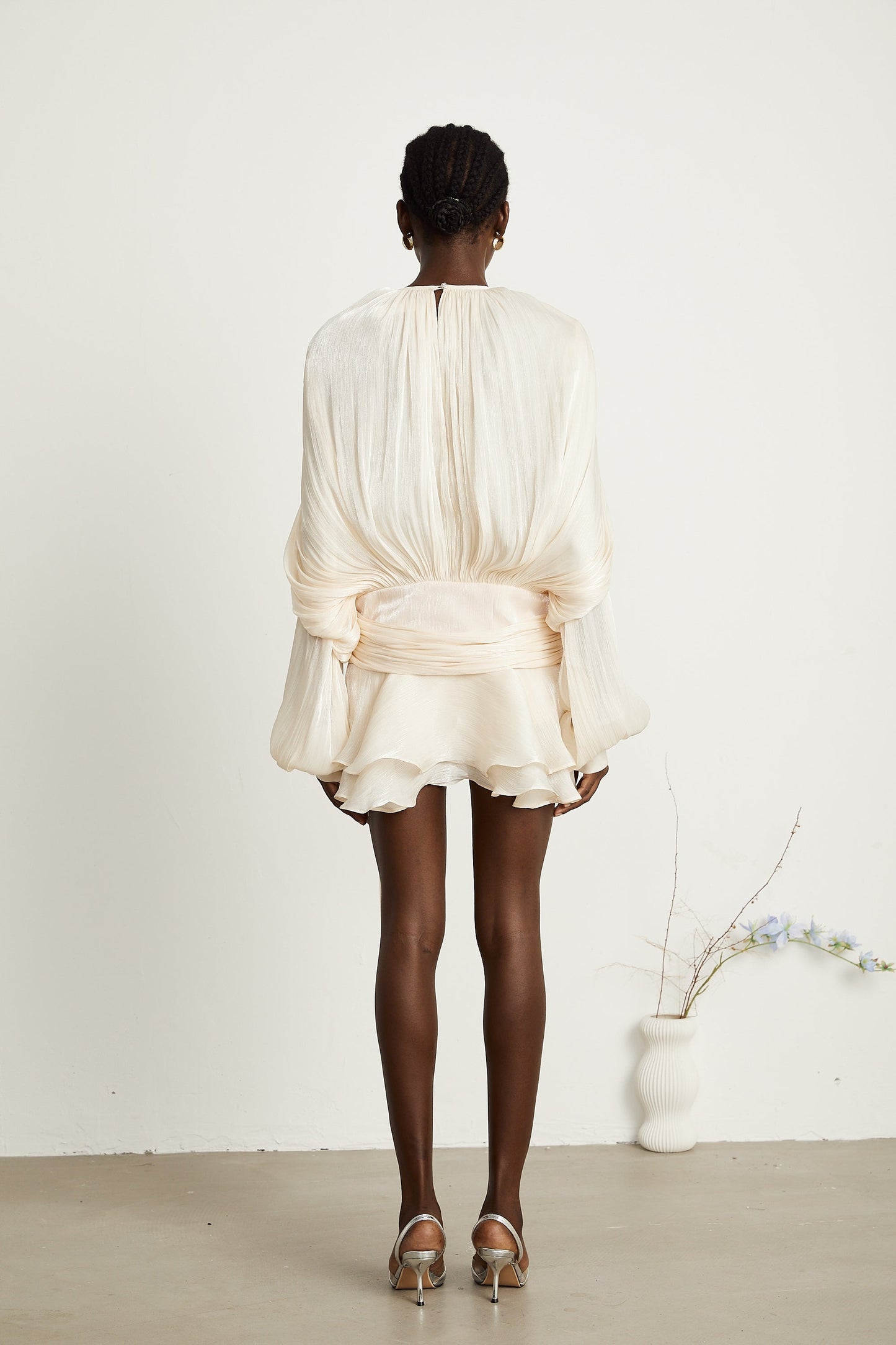 Plissee-Minikleid mit Rüschen und Schärpe für Damen-Mini Dress-Alpenkind