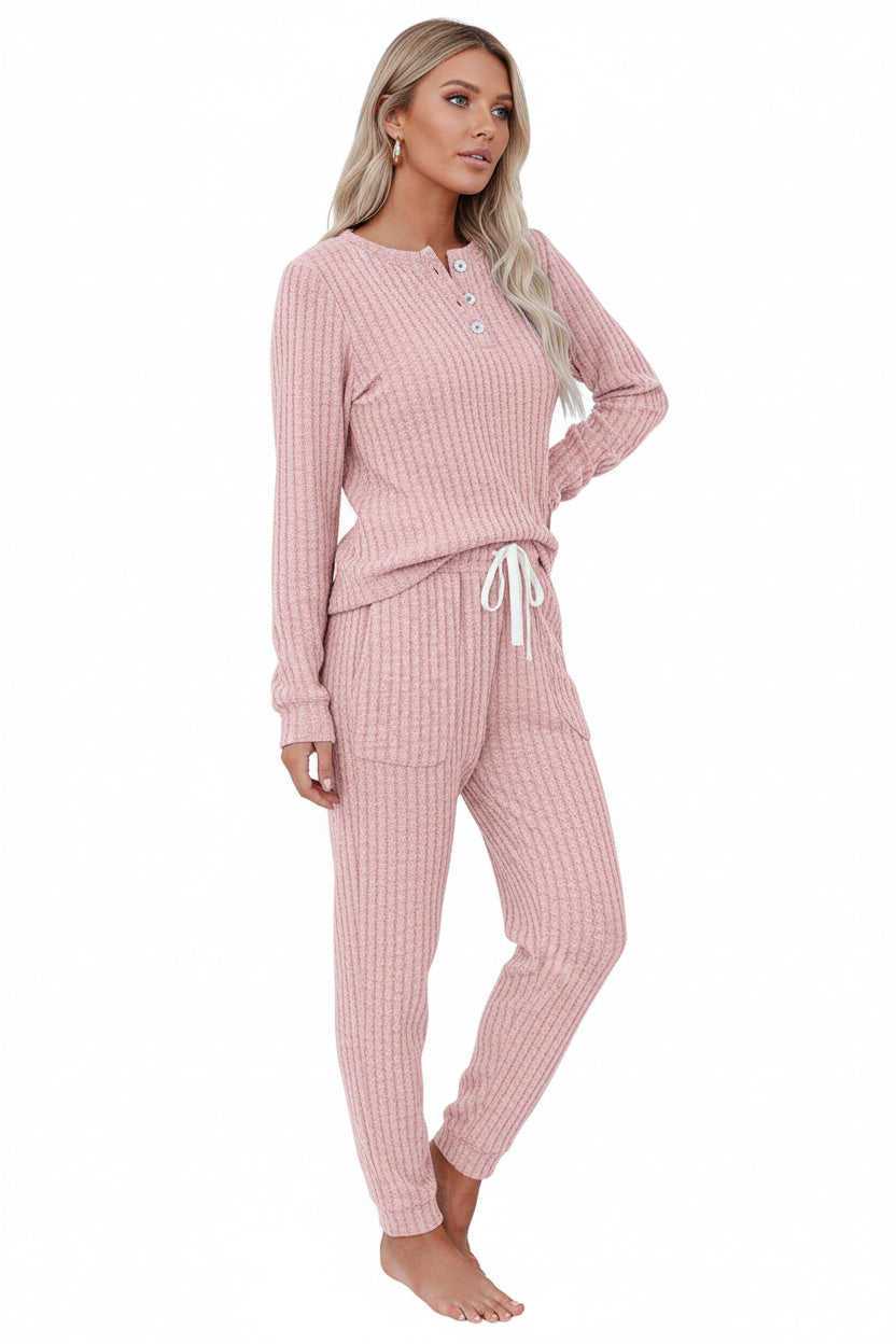 Rippenstrukturiertes zweiteiliges Set mit Langarmoberteil und Hose-Sets for women-Alpenkind