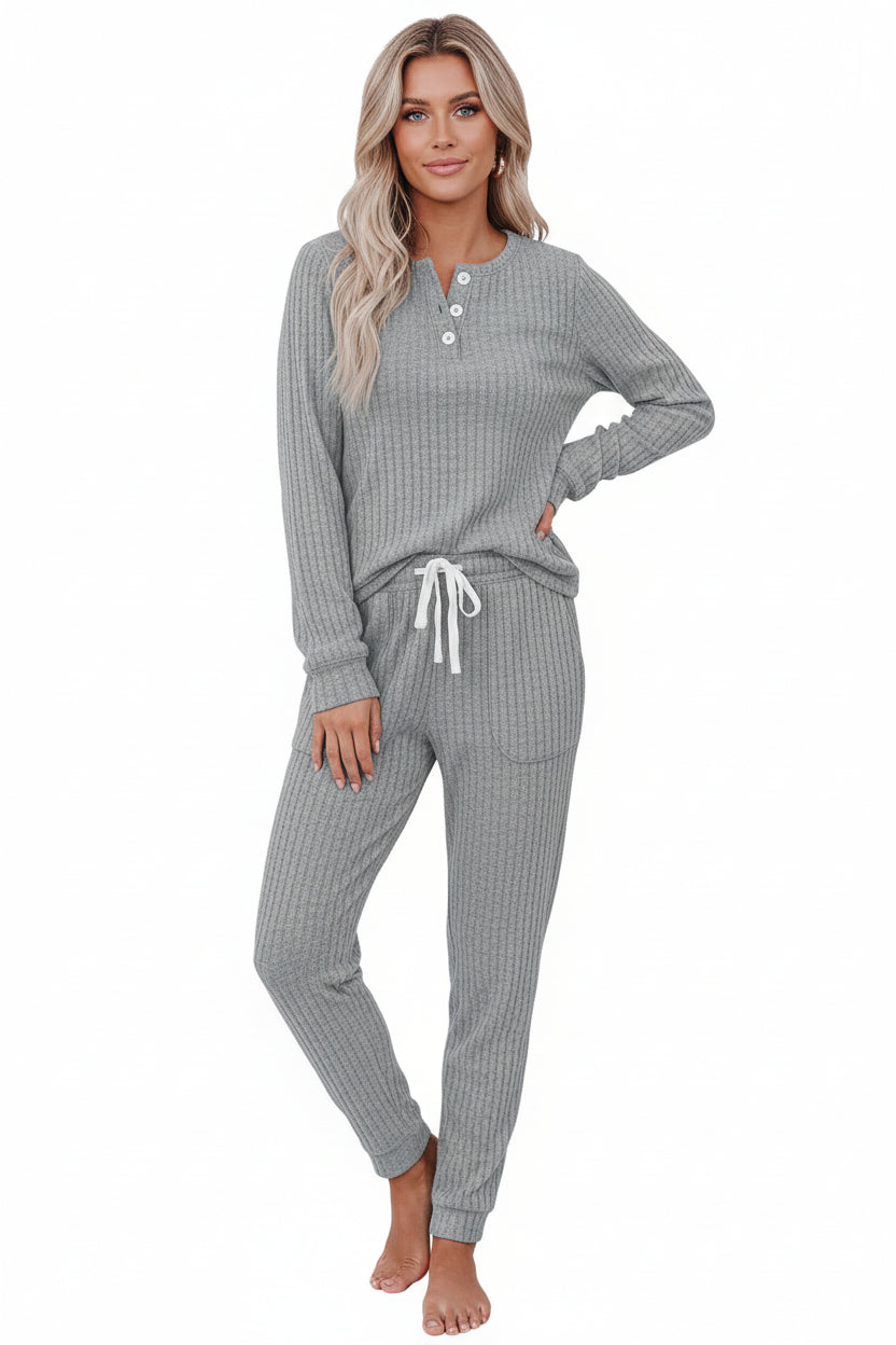 Rippenstrukturiertes zweiteiliges Set mit Langarmoberteil und Hose-Sets for women-Alpenkind