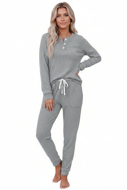 Rippenstrukturiertes zweiteiliges Set mit Langarmoberteil und Hose-Sets for women-Alpenkind
