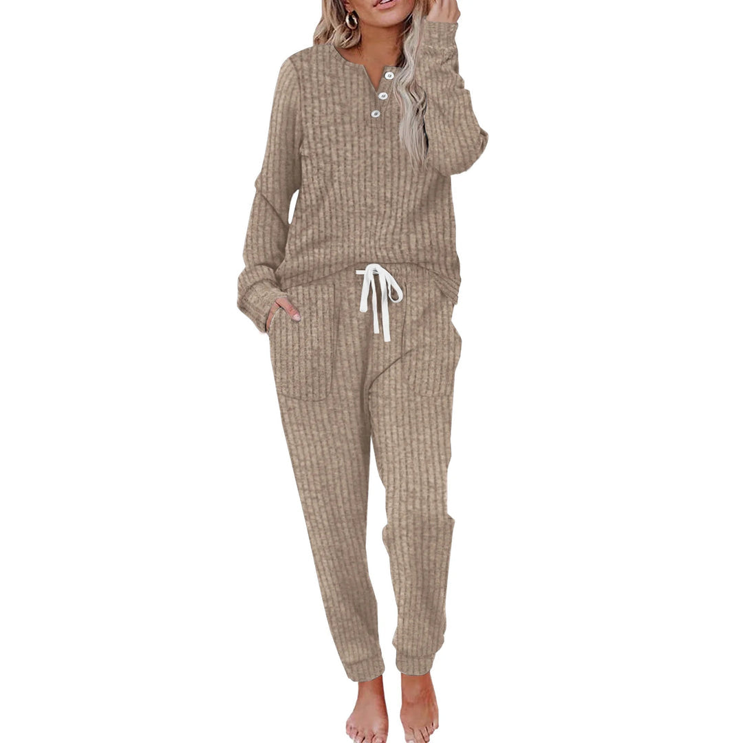 Rippenstrukturiertes zweiteiliges Set mit Langarmoberteil und Hose-Sets for women-Alpenkind