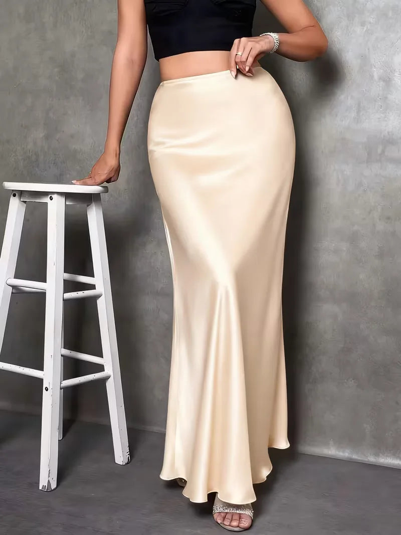 Satinrock mit hoher Taille-Skirt for women-Alpenkind