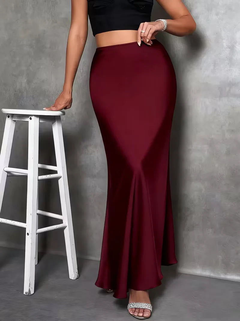 Satinrock mit hoher Taille-Skirt for women-Alpenkind