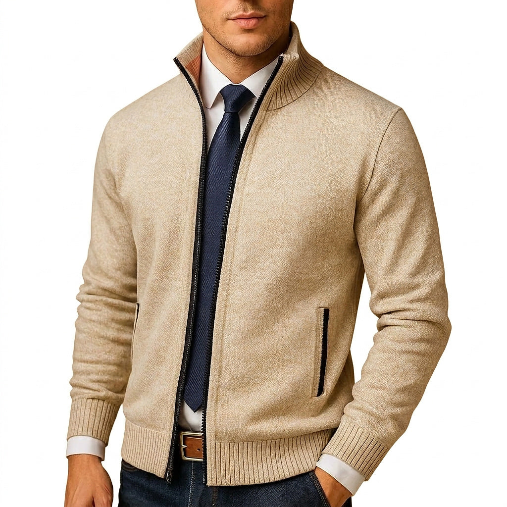 Strickjacke mit Stehkragen und Reißverschluss für Herren-Sweaters for men-Alpenkind