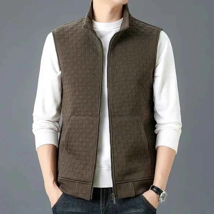 Strukturierte ärmellose Reißverschluss-Weste für Herren-Jacket for women-Alpenkind