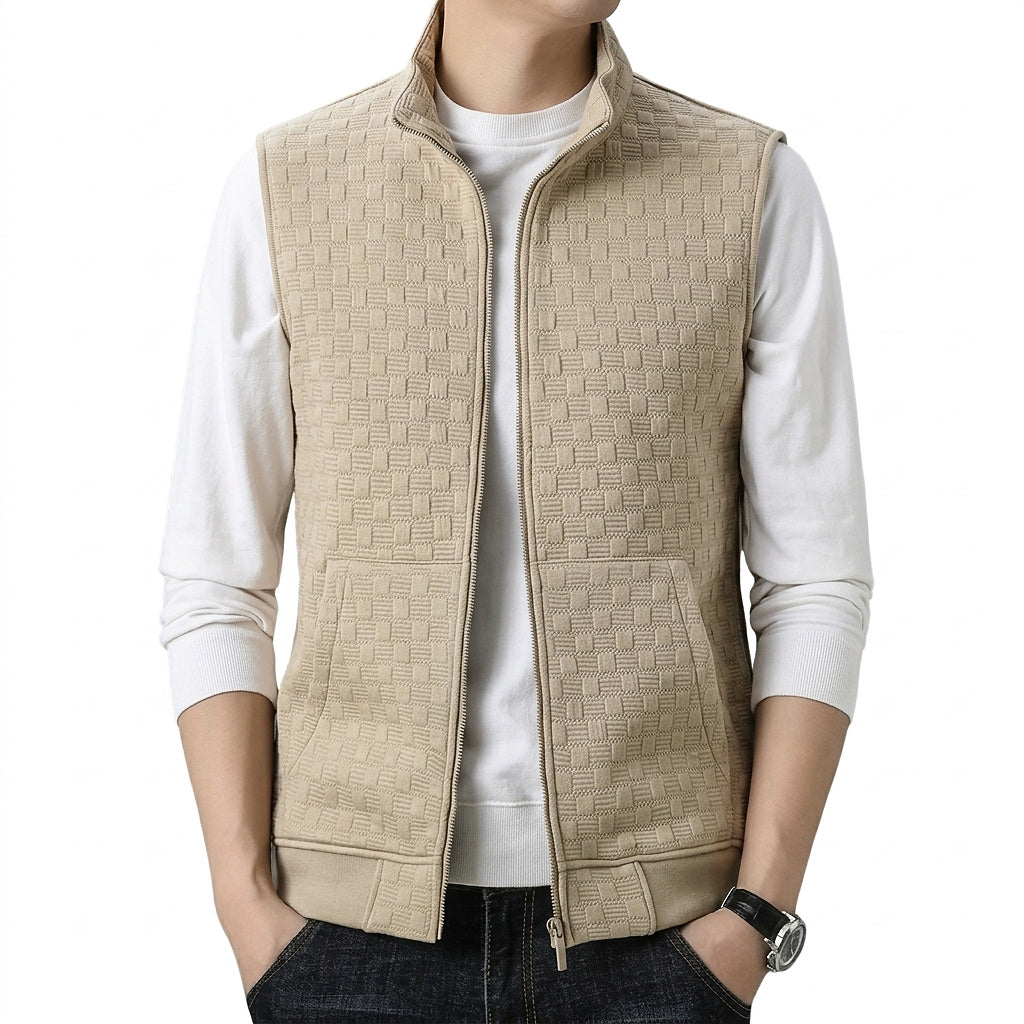 Strukturierte ärmellose Reißverschluss-Weste für Herren-Jacket for women-Alpenkind