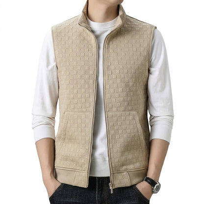 Strukturierte ärmellose Reißverschluss-Weste für Herren-Jacket for women-Alpenkind