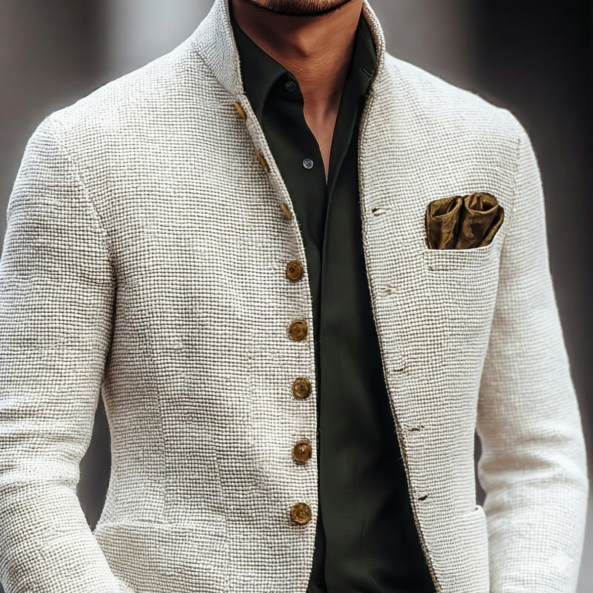 Strukturierte Herrenjacke mit Stehkragen-Jackets for men-Alpenkind