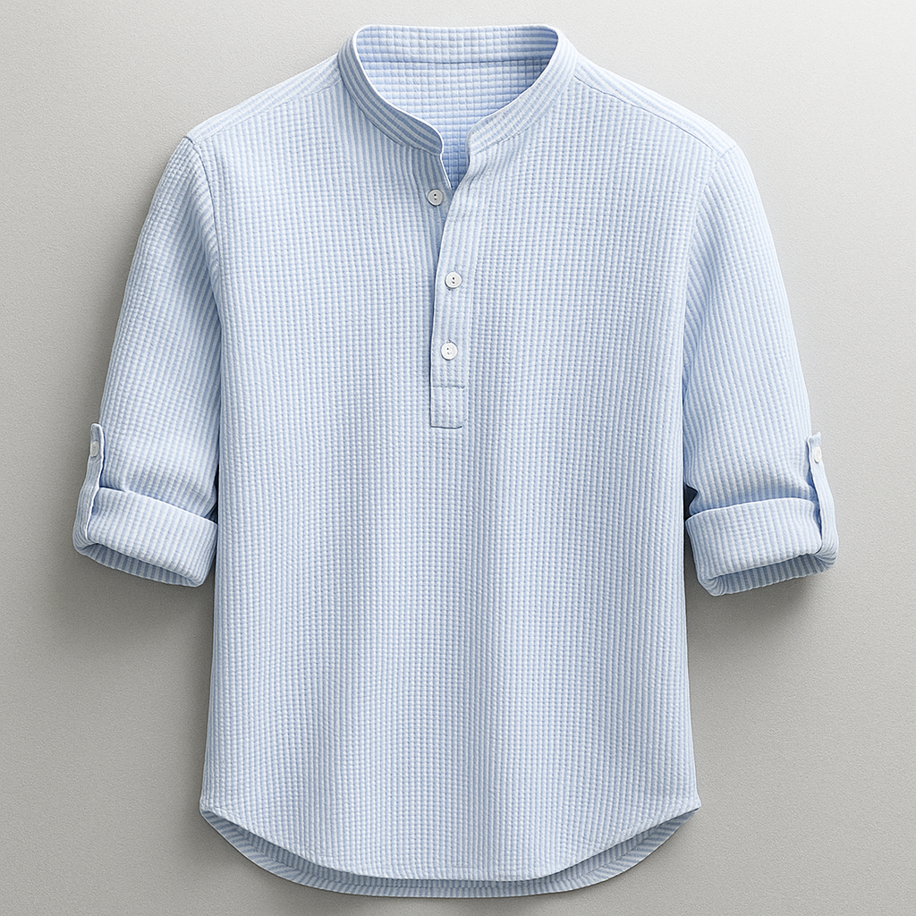 Strukturiertes Herrenhemd mit Stehkragen-Shirts for men-Alpenkind