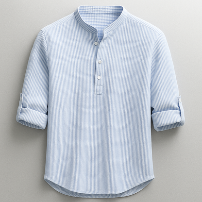 Strukturiertes Herrenhemd mit Stehkragen-Shirts for men-Alpenkind