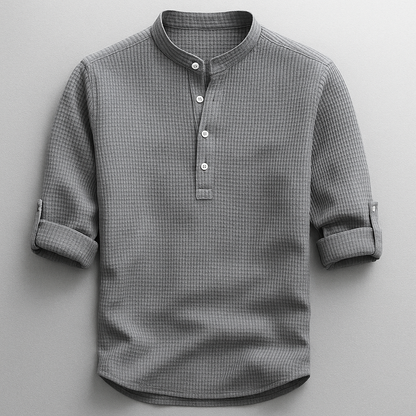 Strukturiertes Herrenhemd mit Stehkragen-Shirts for men-Alpenkind