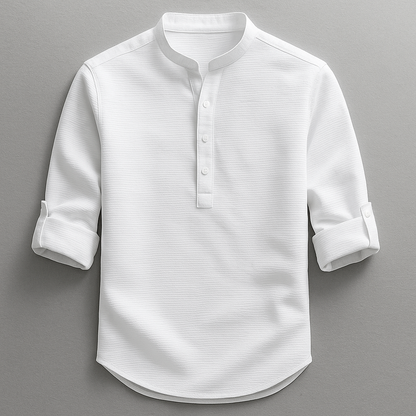 Strukturiertes Herrenhemd mit Stehkragen-Shirts for men-Alpenkind