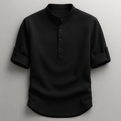 Strukturiertes Herrenhemd mit Stehkragen-Shirts for men-Alpenkind