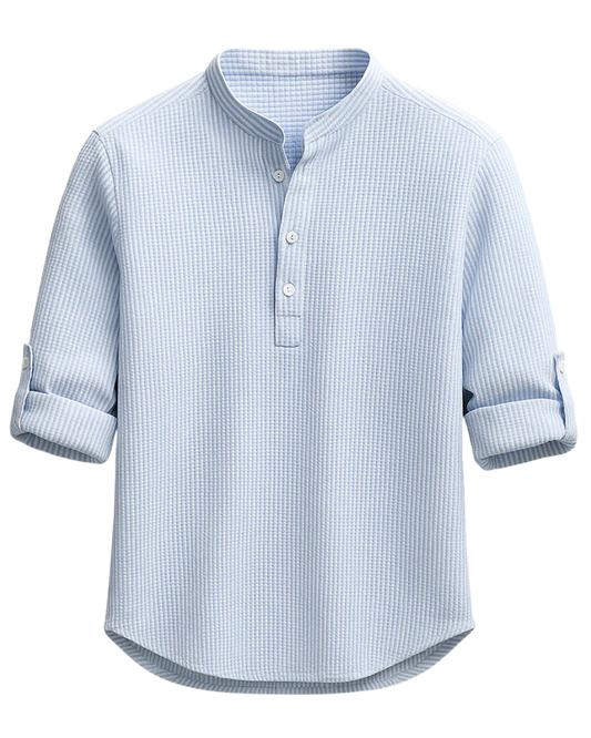 Strukturiertes Herrenhemd mit Stehkragen-Shirts for men-Alpenkind