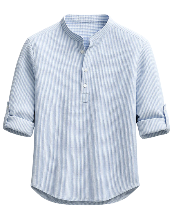 Strukturiertes Herrenhemd mit Stehkragen-Shirts for men-Alpenkind