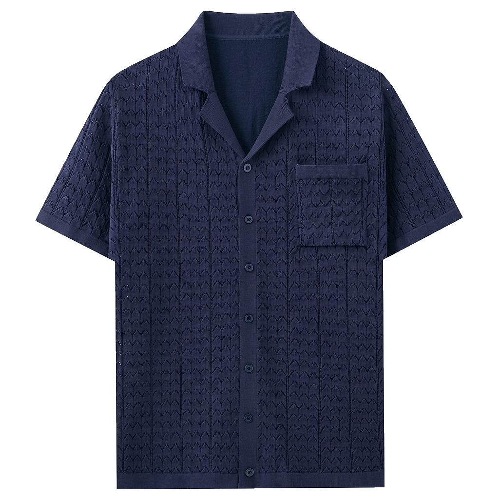 Strukturiertes Kurzarm-Strickpolo für Herren-Shirts for men-Alpenkind