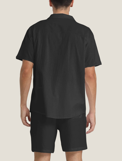 Strukturiertes Web-Set aus Hemd und Shorts für Herren-Men's Sets-Alpenkind