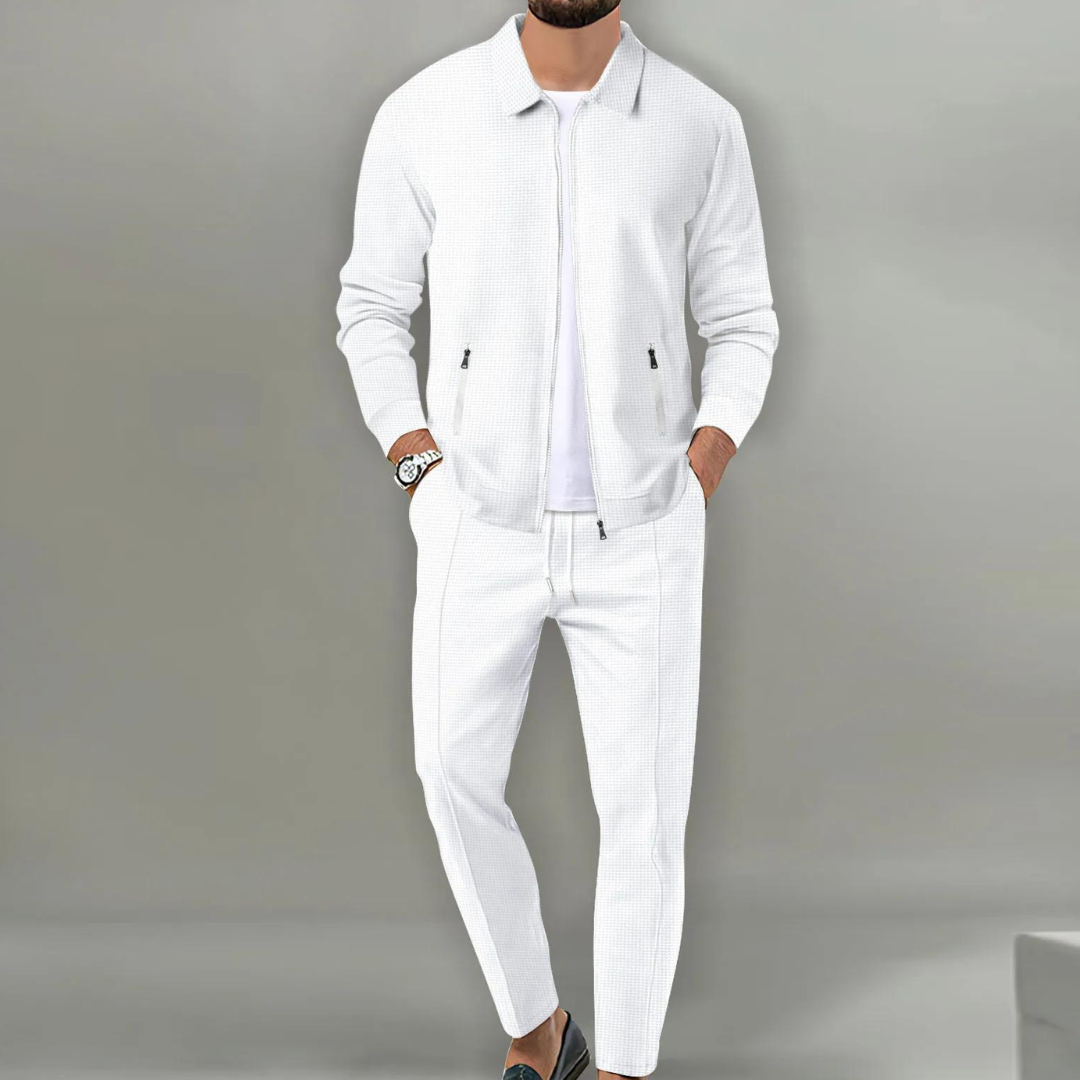 Strukturiertes Zip-Up-Jacken- und Hosen-Set für Herren-Sets for Men-Alpenkind