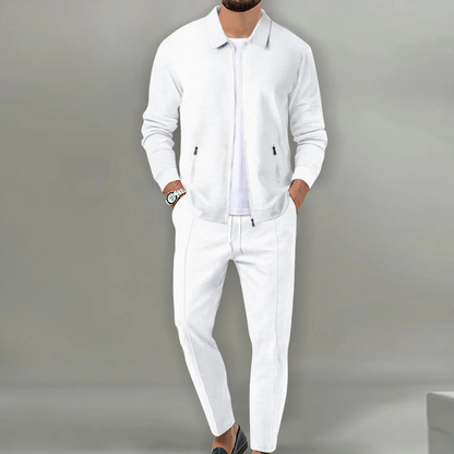 Strukturiertes Zip-Up-Jacken- und Hosen-Set für Herren-Sets for Men-Alpenkind