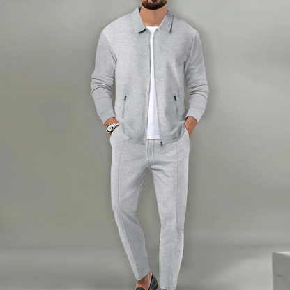 Strukturiertes Zip-Up-Jacken- und Hosen-Set für Herren-Sets for Men-Alpenkind