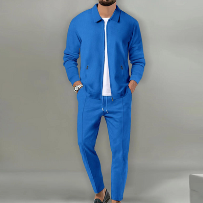 Strukturiertes Zip-Up-Jacken- und Hosen-Set für Herren-Sets for Men-Alpenkind