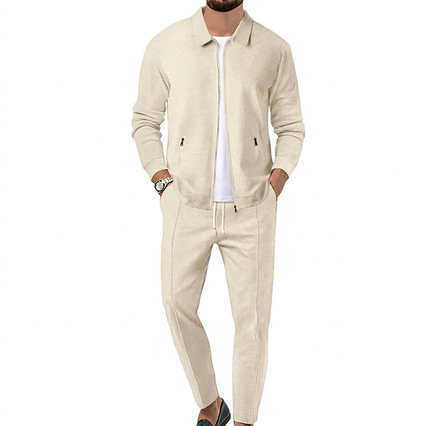 Strukturiertes Zip-Up-Jacken- und Hosen-Set für Herren-Sets for Men-Alpenkind