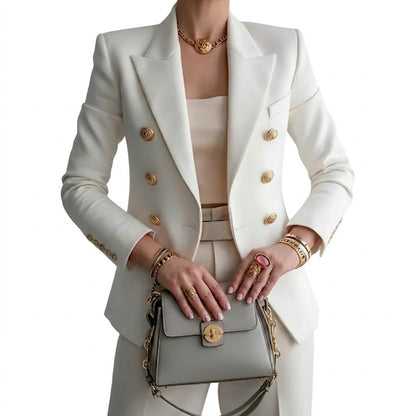 Taillierter Damen-Blazer mit goldfarbenen Knöpfen-Blazer for women-Alpenkind