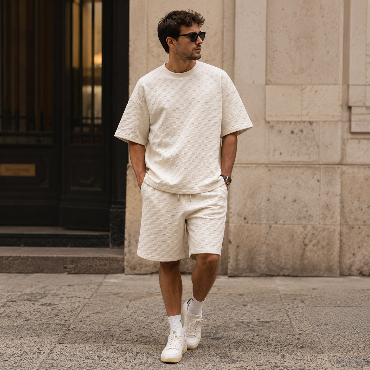 Texturiertes Herren-Set mit Kurzarm-Oberteil-Sets for Men-Alpenkind
