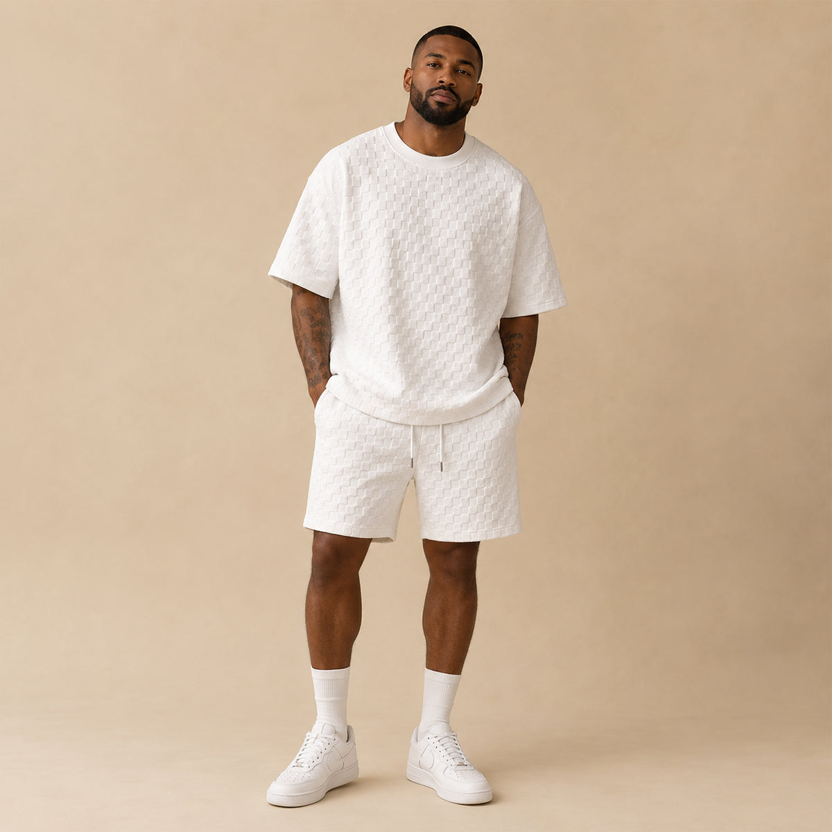 Texturiertes Herren-Set mit Kurzarm-Oberteil-Sets for Men-Alpenkind