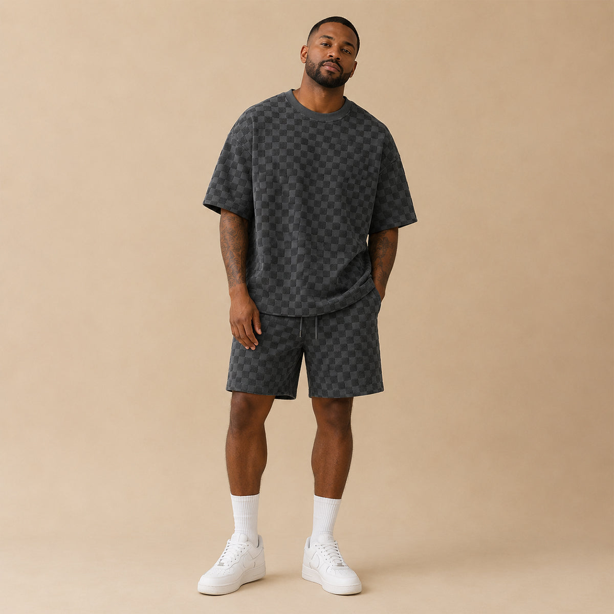 Texturiertes Herren-Set mit Kurzarm-Oberteil-Sets for Men-Alpenkind