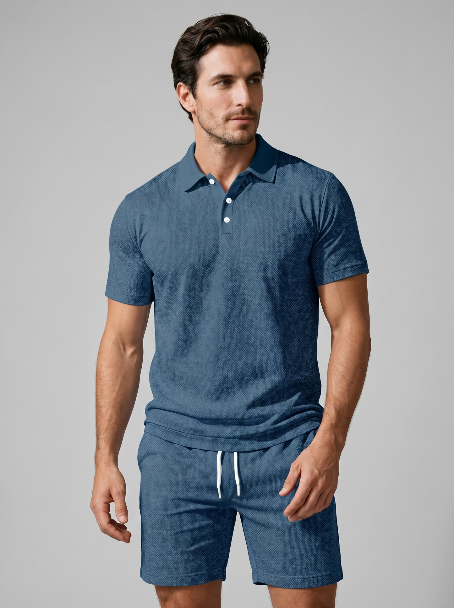 Texturiertes Polo- und Shorts-Set für Herren-Sets for Men-Alpenkind