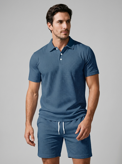 Texturiertes Polo- und Shorts-Set für Herren-Sets for Men-Alpenkind