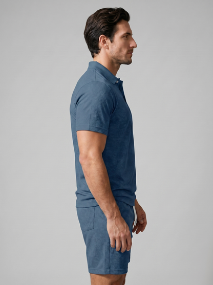 Texturiertes Polo- und Shorts-Set für Herren-Sets for Men-Alpenkind