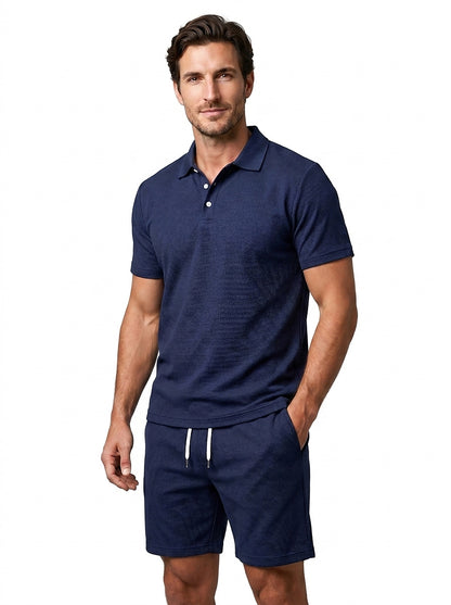 Texturiertes Polo- und Shorts-Set für Herren-Sets for Men-Alpenkind