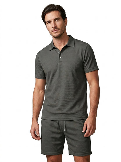 Texturiertes Polo- und Shorts-Set für Herren-Sets for Men-Alpenkind
