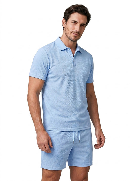 Texturiertes Polo- und Shorts-Set für Herren-Sets for Men-Alpenkind