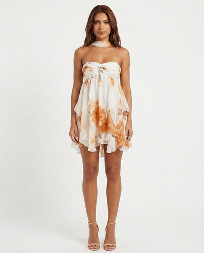 Trägerloses florales Mini-Kleid für Damen-Mini Dress-Alpenkind